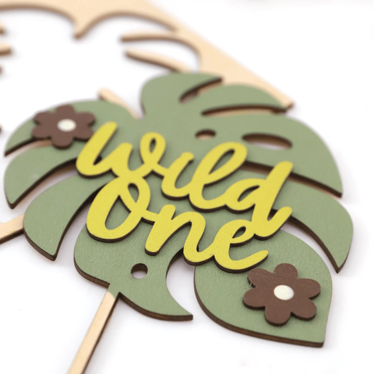 Wild one wood cake topper birthday tropical wild one theme cake