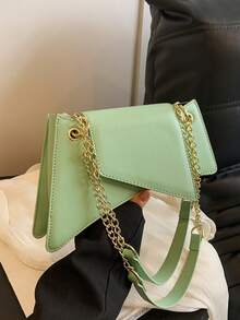 女性時尚純色個性化幾何鏈條包