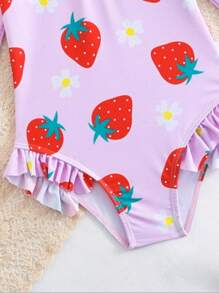 Young Girl Cute Blue Floral One Piece Swimsuit, Ages 4-10