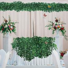 12pcs 82.6ft Artificial Ivy Leaves Garland, Green Hanging Plants Vines, Bedroom Wall Decor, Wedding Party Room Aesthetic Item, Valentine Day, Gift Gifts Birthday Graduation