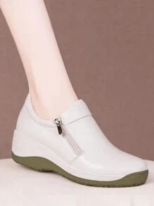 Zapatos Casuales De Tacón De Cuña Ligeros Y Versátiles Para Mujer, Cómodos Zapatos Casuales Adecuados Para Todas Las Estaciones - Beis - Ver 4