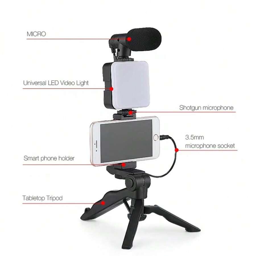 5In1 Set Mobile Phone Stand Stabilizer With LED Fill Light