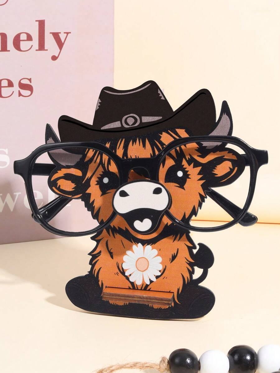 1pc Cowboy Eyeglasses Holder, Detachable Wooden Eyeglasses Stand, Western Cowboy Hat Sunglasses Storage Rack, Animal Shaped Sunglasses Organizer