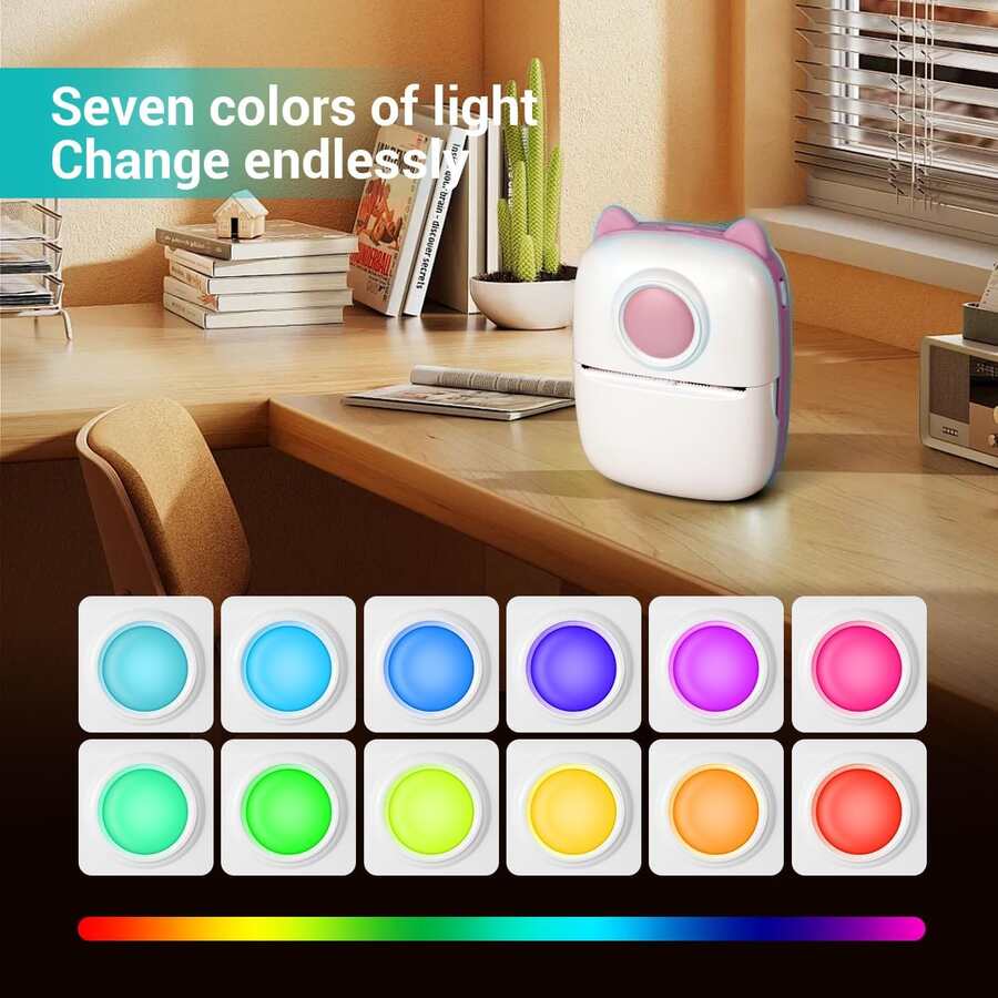 Portable Mini Printer For Smartphones, Wireless Thermal Printer, Photo Printer (Note: Separate Printer Or With 10 Rolls Of Paper), Inkless Pocket Printer, Bluetooth Smart Printer For Pictures, Receipt Labels, Tickets, QR Code Printing - Pink Printer - View 1