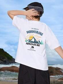 Tween Boy 2024 Mùa Hè Mới Áo thun cổ tròn tay ngắn thông thường - trắng - Xem 1