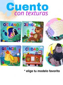 1 libro cuento de texturas para niños pasta dura, modelo a elegir - Azul - Ver 1