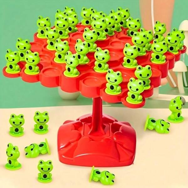 1pc, Frog Balance Count Stack Toy Board Game Space Balance Tree Jenga Double Interactive Battle Toy