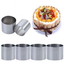 Aros anillos para pastelería galletas repostería pan 8 cm de diámetro x 4 cm de altura acero inoxidable - Gris - Ver 8