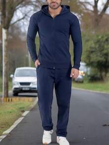 CONJUNTO DE. PANTS PARA HOMBRE SUDADERA Y PANTALÓN DEPORTIVO CASUAL - Azul Marino - Ver 3