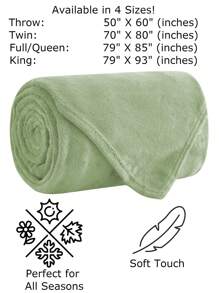 Soft Throw Blanket 17 Solid Colors King Queen Full Twin And Throw Size - 綠色 - 查看 3