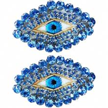 1pc Blue Eye Shaped Rhinestone Patch Sticker - Blue - View 1