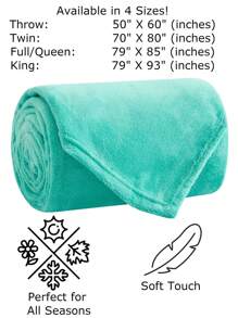 Soft Throw Blanket 17 Solid Colors King Queen Full Twin And Throw Size - 水鴨藍 - 查看 3