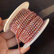 10 码/卷银色底座彩色 AB 水钻爪链，电镀爪链，服装装饰，婚礼派对礼物，DIY 美甲，手机壳装饰配件，水晶水钻闭合链 - 彩色 - 查看 13