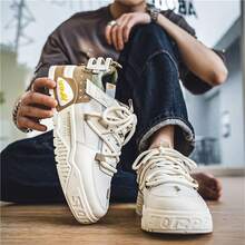 Zapatos para hombre, nuevo estilo veraniego transpirable de 2024, zapatillas deportivas para estudiantes, zapatos juveniles casuales y modernos para niños de primavera y otoño - Caqui - Ver 2