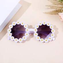 3pcs Girls Hair Accessories Set - Bow Hair Clips + Cute Flower Glasses - 白色 - 查看 3