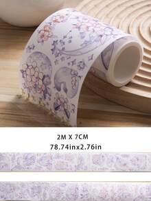 1 Bộ Băng Washi, Nhãn Dán Trang Trí Hoa Đẹp & Thời Trang Dùng Cho Nhật Ký & Album Ảnh - Màu tím hoa cà - Xem 2