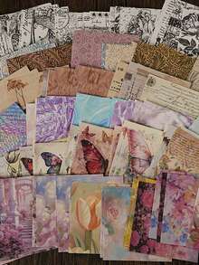 YUXIAN 100pcs/Bag Retro Paper Material Vintage Theme Butterfly & Floral Pattern Bookmarks Journaling Decorative Gift Papers - Multicolor - View 4