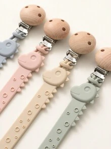 2pcs Baby Silicone Pacifier Clip, Dinosaur And Giraffe Design Anti-Drop Pacifier Holder, Nipple Clip, Baby Teether Teething Toys Holder , Baby Accessories, Baby Shower Gift