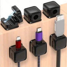 6入組磁性電纜夾【電纜平滑調節】電纜夾，桌面電纜管理器，家用桌面電話車用桌面床頭櫃鼠標數據線USB驅動器支架 - 彩色 - 查看 2