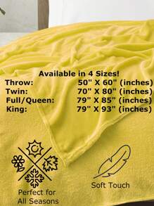 Soft Throw Blanket 17 Solid Colors King Queen Full Twin And Throw Size - 黃色 - 查看 3