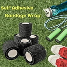 Confezione da 6 bende elastiche adesive nere: bende multifunzionali, stretching e durevoli per supporto di polso e caviglia per sport e attività all'aperto (lunghezza 4,5m x larghezza 5cm), accessori per palestra, bende per fasciature sportive