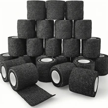 Confezione da 6 bende elastiche adesive nere: bende multifunzionali, stretching e durevoli per supporto di polso e caviglia per sport e attività all'aperto (lunghezza 4,5m x larghezza 5cm), accessori per palestra, bende per fasciature sportive