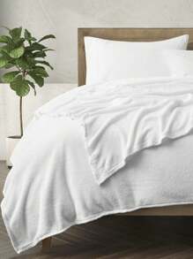 Soft Throw Blanket 17 Solid Colors King Queen Full Twin And Throw Size - 白色 - 查看 1