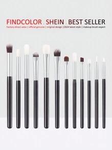 12件套黑色眼部化妆刷套装，包含眼影刷、晕染刷、遮瑕刷、眉刷、眼线刷、唇刷。FINDCOLOR品牌，产品名称：化妆刷套装、化妆刷套装、化妆刷套装、全套化妆刷、化妆刷套装、全套化妆工具、化妆刷套装、化妆刷套装、化妆礼盒套装。 - 黑色 - 查看 1