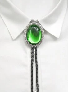 pooting bear 1pc YW Bolo Tie Western Cowboy Leather Vintage Tie Resin Gemstone Necklace Costume AccessoriesMen's, Women's Pack Of 1
