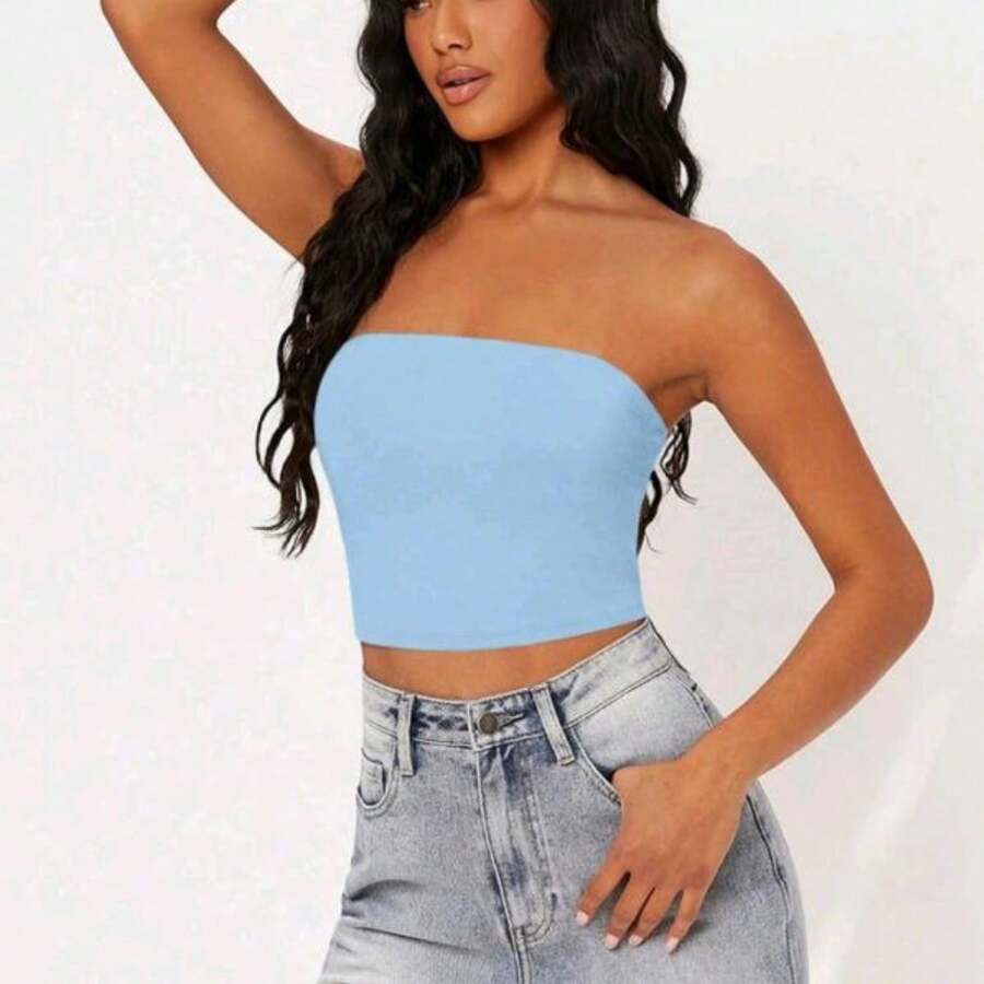 Top sexy juvenil fresco chic moda - Azul - Ver 1