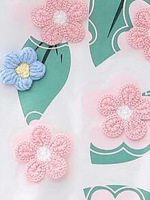 Áo thun tay cánh dơi trang trí hoa 3D mùa hè cho cô gái trẻ - trắng - Xem 4