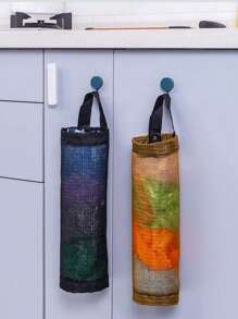 Porta buste di plastica, borsa porta buste di plastica, porta buste della spesa, dispenser di borsa di stoccaggio a maglie appeso, organizzatore pieghevole per borsa di spazzatura, porta buste di plastica traspirante per la tua cucina, organizzatore di buste di plastica per la casa, dispenser di copriscarpe, accessori per cucina - Multicolore - Visualizzare 10