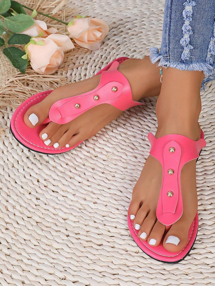 女式平底滑步拖鞋，2024最新款式，開放式腳趾海灘涼鞋，戶外運動休閒粉色拖鞋，時尚輕便，記憶系列 - 粉色 - 查看 1