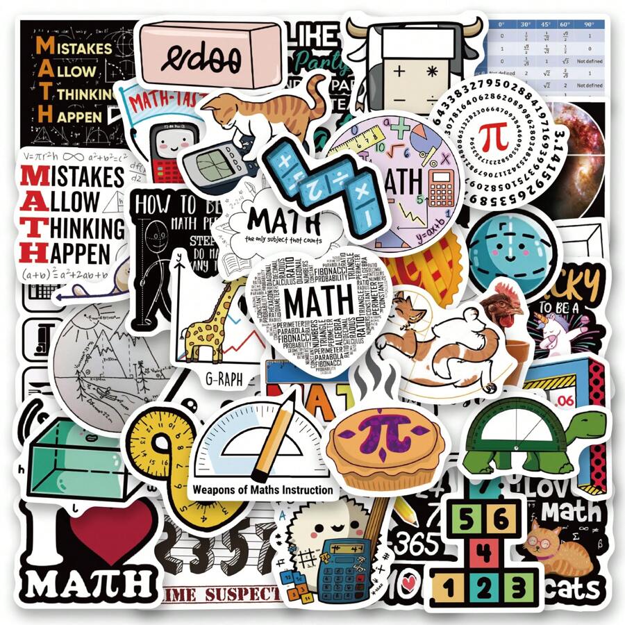 Paquete de 60 Pegatinas de Matemáticas | Pegatinas de Vinilo de ...