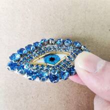1pc Blue Eye Shaped Rhinestone Patch Sticker - Blue - View 3