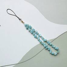 Natural Stone Beaded Phone Strap With Amethyst, Crystal, Fluorite, And Pink Quartz Crystals, For Digital Camera And Cell Phone - Blue - View 6