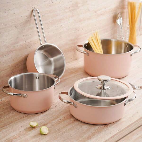 Conjunto de panelas de aço inoxidável 304 de 1 peça/4 peças, panela de leite estilo coreano/vaporizador/panela quente/panela de sopa/panela de frutos do mar, adequado para uso em hotéis/casas/restaurantes, fervura de frutos do mar