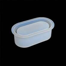 1pc Silicone Dropping Glue Rectangular Flower Pot Mold Ellipse Small Rectangular Storage Box Gypsum Cement Silicone Mold For Succulent Plants - White - View 2