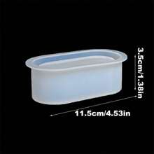1pc Silicone Dropping Glue Rectangular Flower Pot Mold Ellipse Small Rectangular Storage Box Gypsum Cement Silicone Mold For Succulent Plants - White - View 3