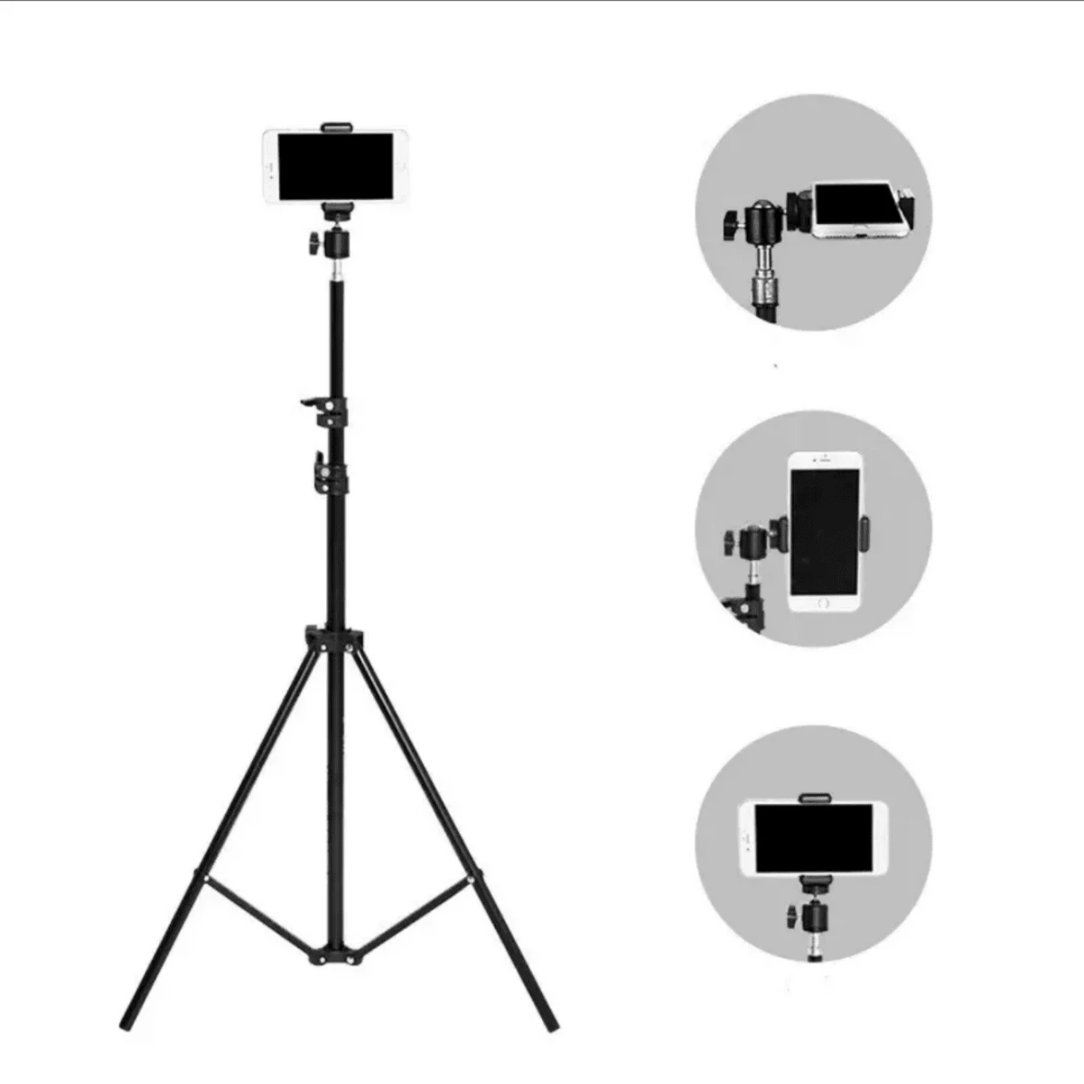 Sleek Extendable Tripod With Gimbal Head & Phone Holder - Portable & Perfect For Photography, Live Streaming - Black - View 1