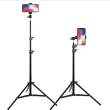 Sleek Extendable Tripod With Gimbal Head & Phone Holder - Portable & Perfect For Photography, Live Streaming - Black - View 4