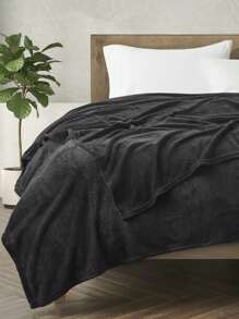 Soft Throw Blanket 17 Solid Colors King Queen Full Twin And Throw Size - 黑色 - 查看 1