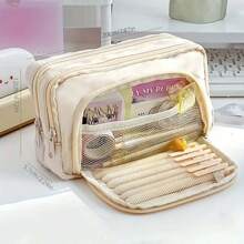 1pc Stationery Bag, Pencil Case, Large Capacity Pencil Case, Handheld Pencil Case, Stationery Box, Cosmetics, Portable Gifts, Suitable For Office, School, Youth, Girls, Boys, Men, Women, Adults Back To School Essentials, Creative Gift For Thanksgiving, Christmas, Birthday Halloween Decoration, Back To School, School Supplies, Pencil Pouch, School Bag