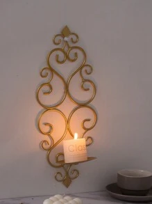 1 chiếc nến treo tường bằng sắt rèn, giá nến treo tường phong cách mộc mạc, đồ trang trí treo tường theo chiều dọc, giá nến treo nghệ thuật treo tường bằng kim loại màu vàng thích hợp cho phòng khách gia đình, phòng ăn, spa, quán bar Halloween, ma quái, mùa thu, lễ hội, ngày lễ Giáng sinh, mùa đông, ngày lễ, lễ hội, quà tặng - Vàng - Xem 4