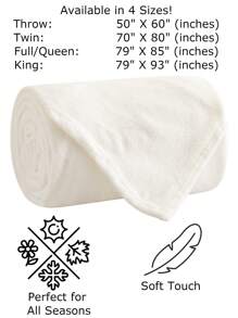 Soft Throw Blanket 17 Solid Colors King Queen Full Twin And Throw Size - 米色 - 查看 3
