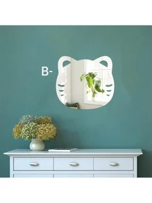1pc Cat Shaped Mirror Decoration Wall Sticker, 2mm Thick Acrylic Material Mirror Decal, Suitable For Bedroom, Living Room, Bathroom, KitchenToilet Sticker,Stickers,Wall Decal,Vinly Decal For Home Decorations,Spring Decoration Items Refesh Your Home,Rama Decoration Stickers
