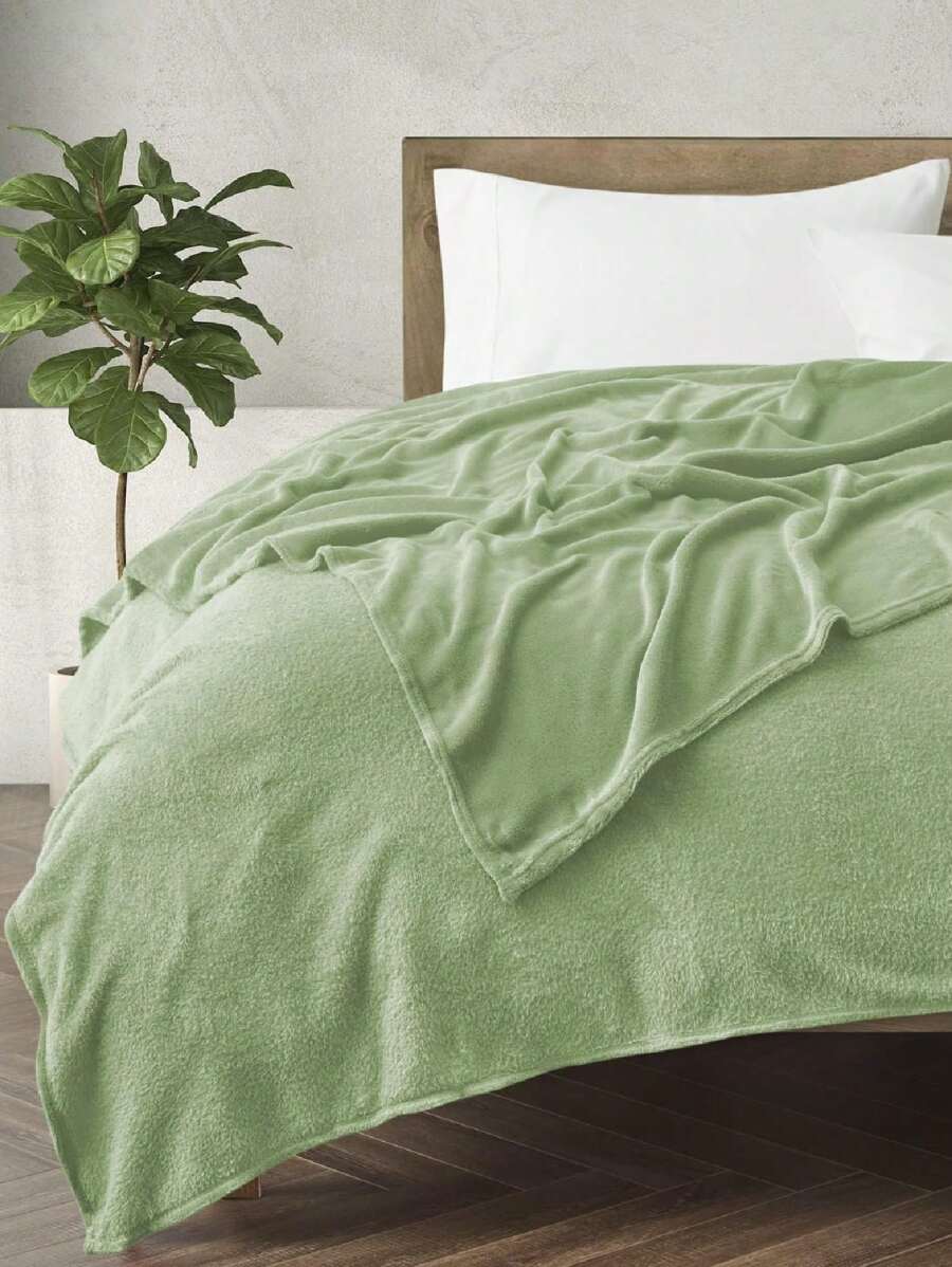 Soft Throw Blanket 17 Solid Colors King Queen Full Twin And Throw Size - 綠色 - 查看 1