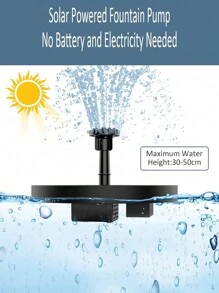 Fuente solar alimentada, paneles solares flotantes, fuente flotante solar al aire libre, para baño de pájaros, tanque de peces, estanque, jardín, decoración exterior - Negro - Ver 6