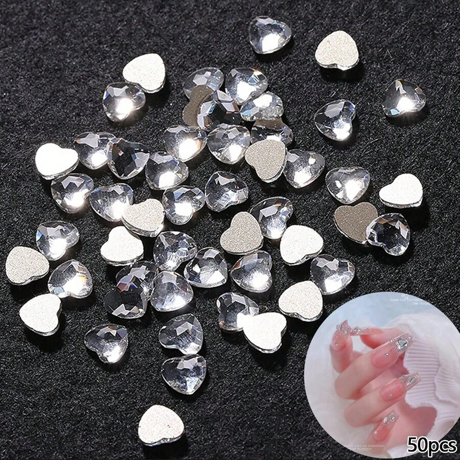 50pcs Nail Art Accessories, Multi-Style And Size Mixed With All Kinds Of Shiny Magic Color, DIY Nail Decoration Glitter MINI - Mauve Purple - View 1