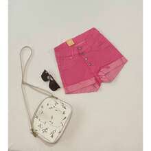 Bonita Short corto mezclilla color botón cómodo - Rosa - Ver 1